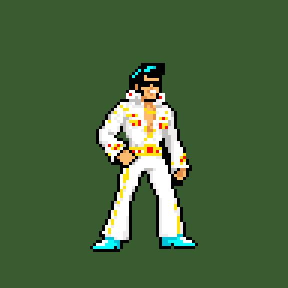 Tiny Elvis pushing a window out